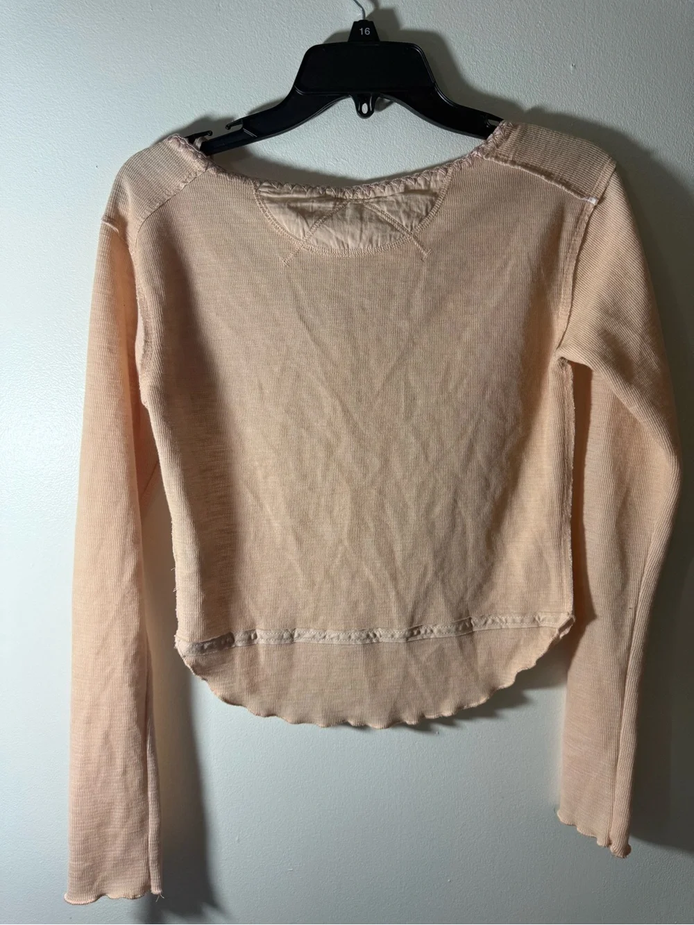 Free People Soft Peach Long-Sleeve Crop Top